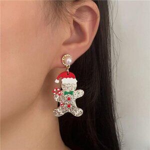 Christmas Gingerbread Man Dangle Earrings